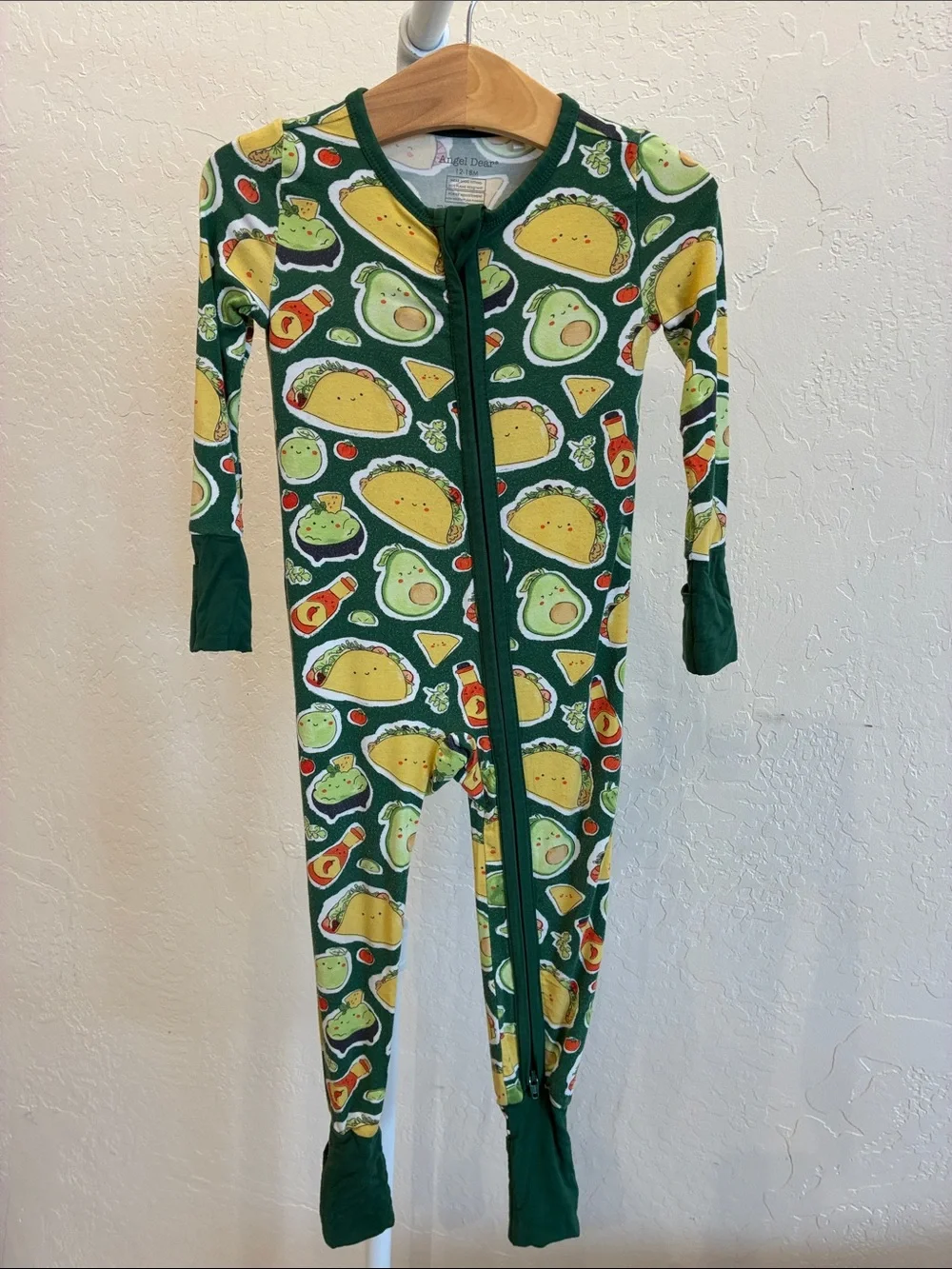 Angel Dear Baby Green Taco & Avocado Footed One-Piece